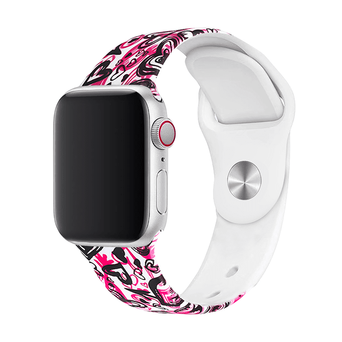Remienok s potlačou na Apple Watch - Bláznivá láska Veľkosť: 38/40/41/42mm, Obvod: M-L (stredný až väčší obvod zápästia), Farba: Biela