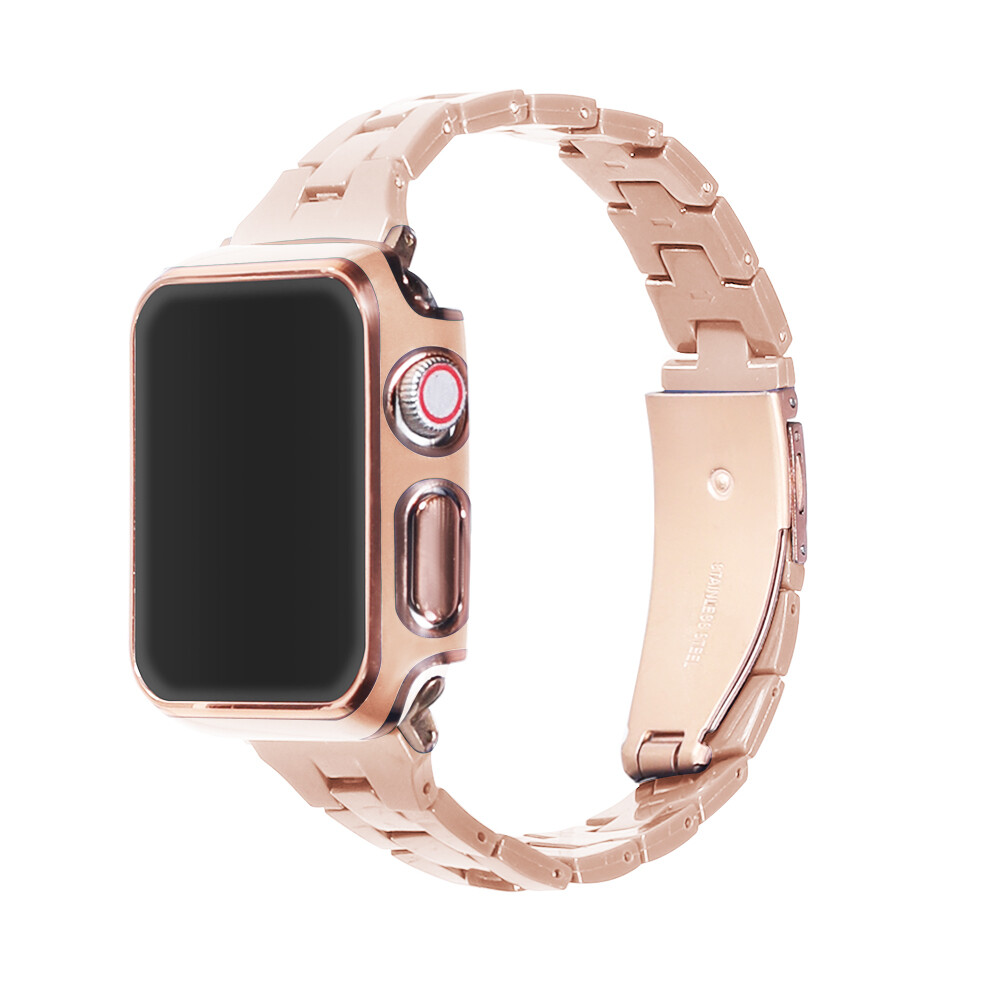 Elegantný remienok s puzdrom na Apple Watch - Ružový Veľkosť: 45mm, Farba: Ružová
