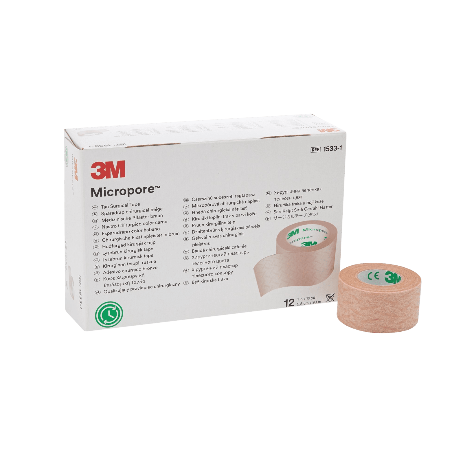 3M FUTURO micropore náplasť hnedá cievka 2,5 cm x 9,1 m zo špeciálneho papiera 12 ks