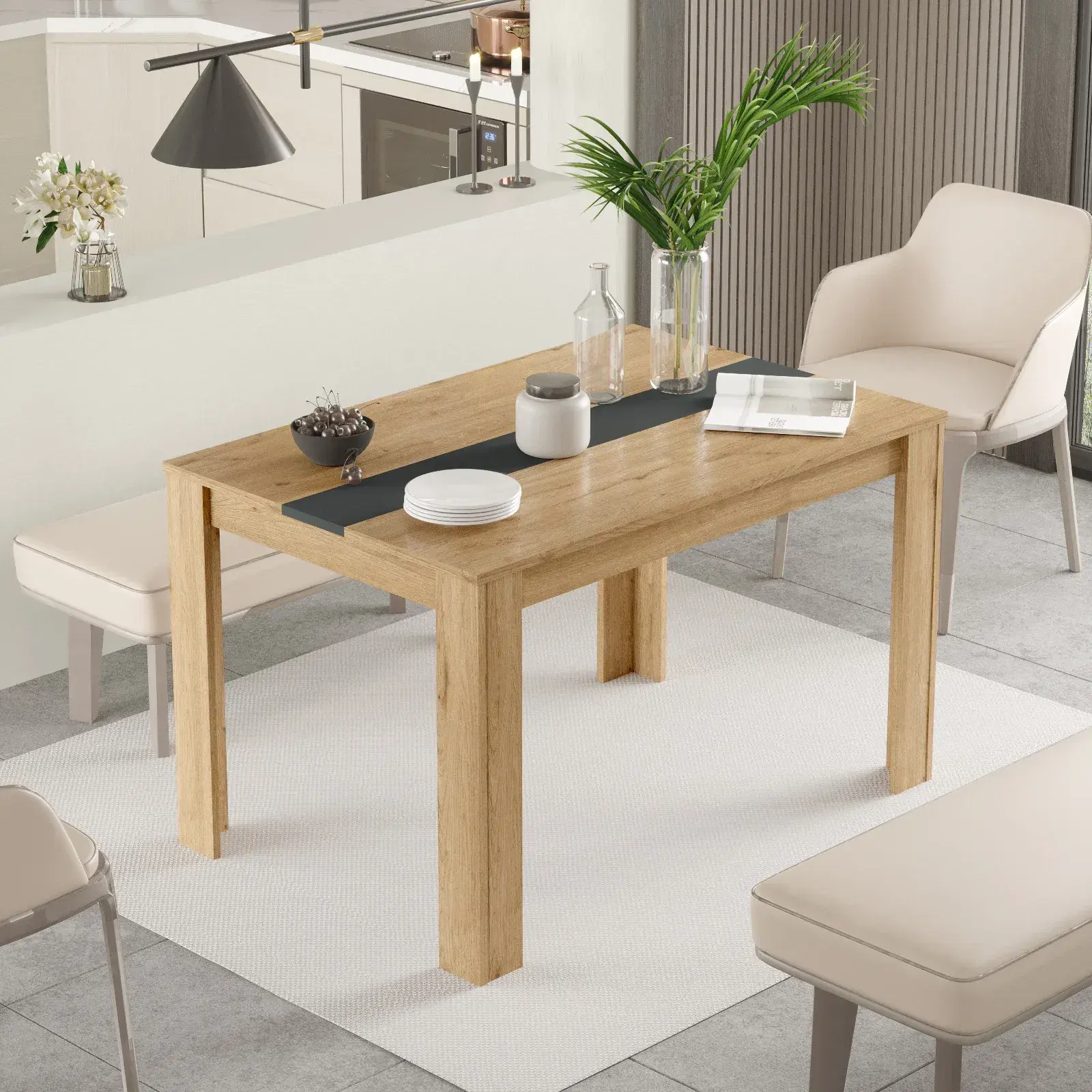 Obdĺžnikový jedálenský stôl Houseland Future 02 dub Castello/antracitová sivá