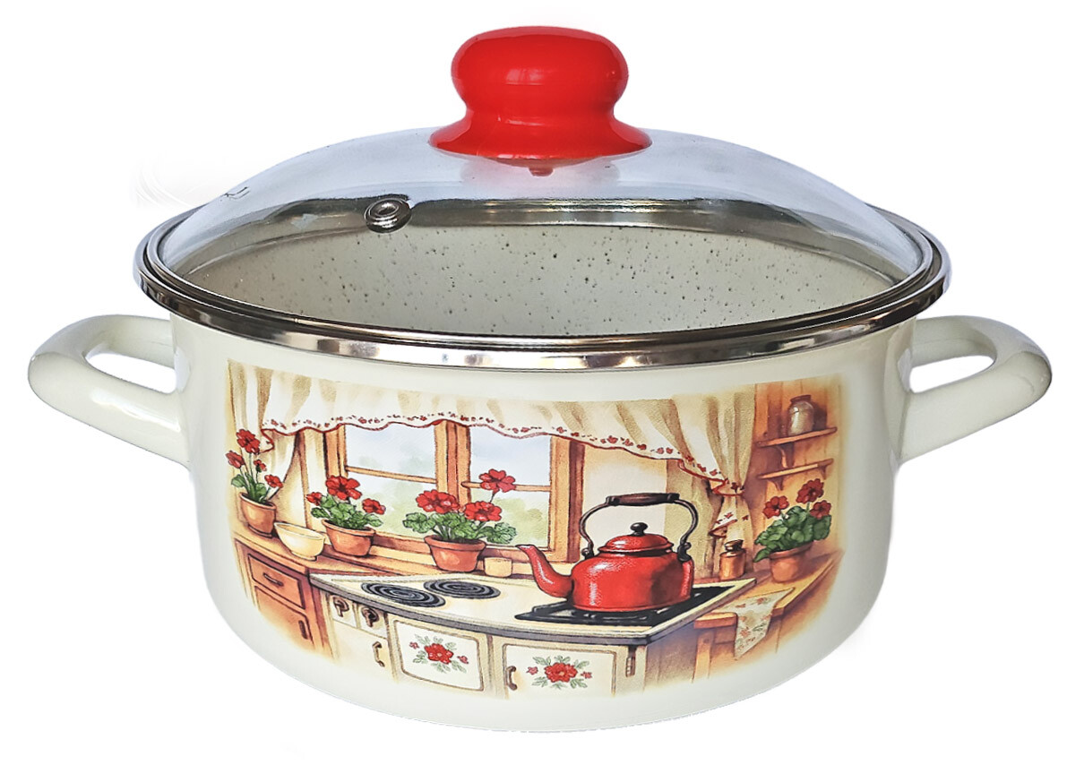 MAKRO - Randlík smalt 14cm 1L so sklenenou pokrievkou Rustika