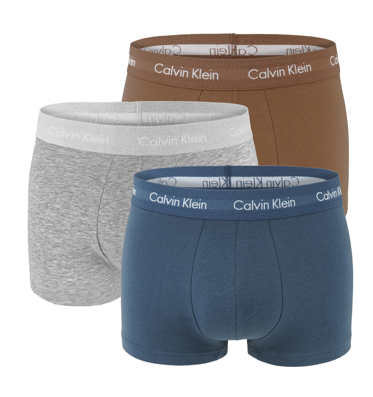 Calvin Klein - boxerky 3PACK cotton stretch signature royal iris & dusty tan tones