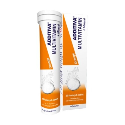 ADDITIVA Multivitamín + minerál orange 20 šumivých tabliet