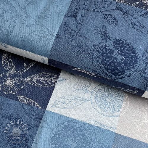 Dekoračná látka FRENCH TABLE CLOTH JACQUARD Cabosse allover indigo
