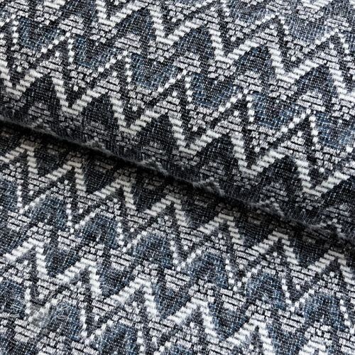 Pletenina jacquard Comfilia Zigzag wavy blue