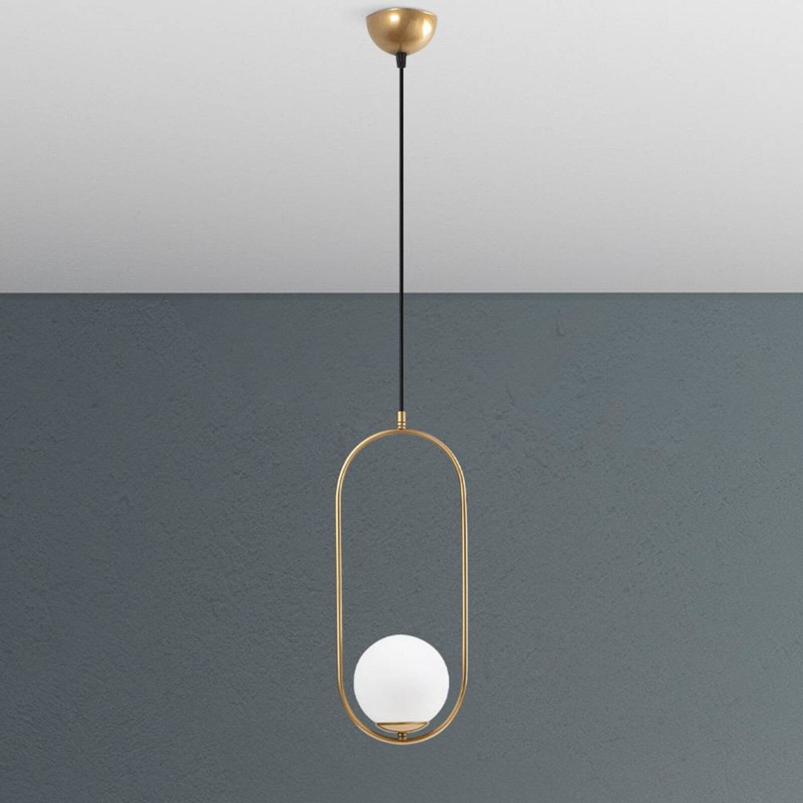 Závesné svietidlo Mudoni, zlatá/biela, sklo, kov, E27