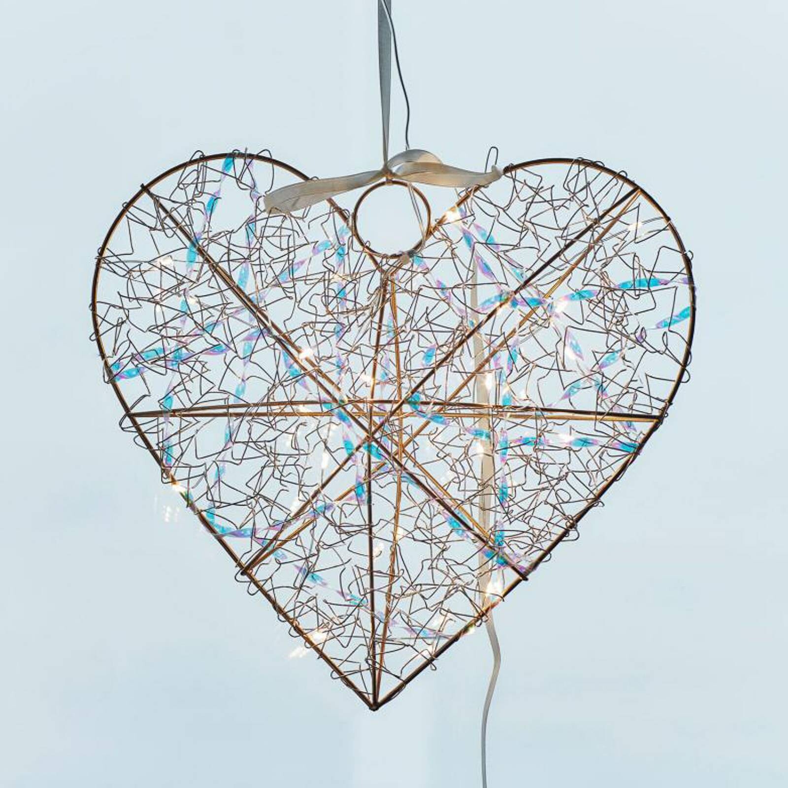 LED interiérová dekorácia Lily Heart, zlatá, 30 x 30 cm, batéria