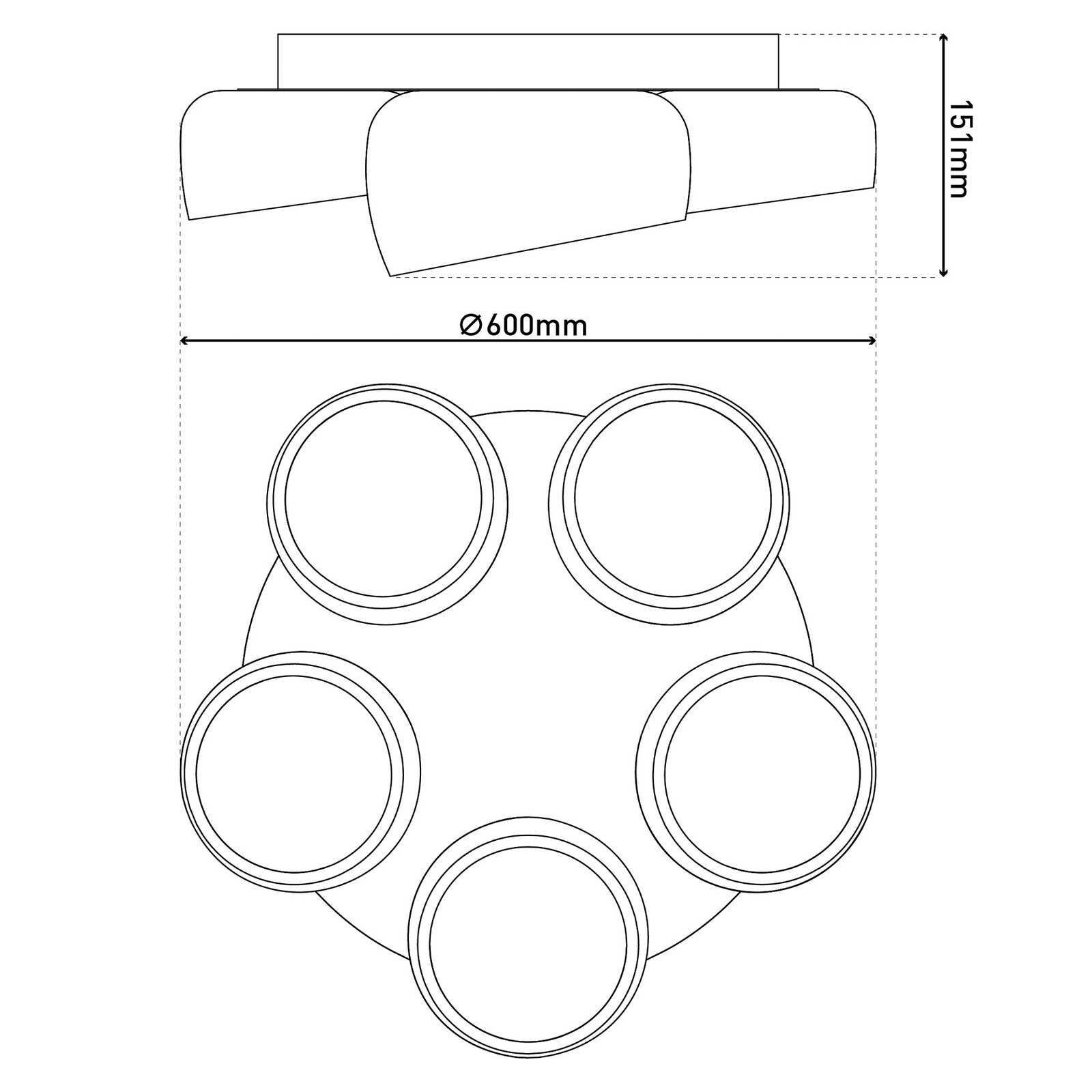 Stropné LED svetlo Eliora, 5-pl., biele, CCT, diaľkové ovládanie