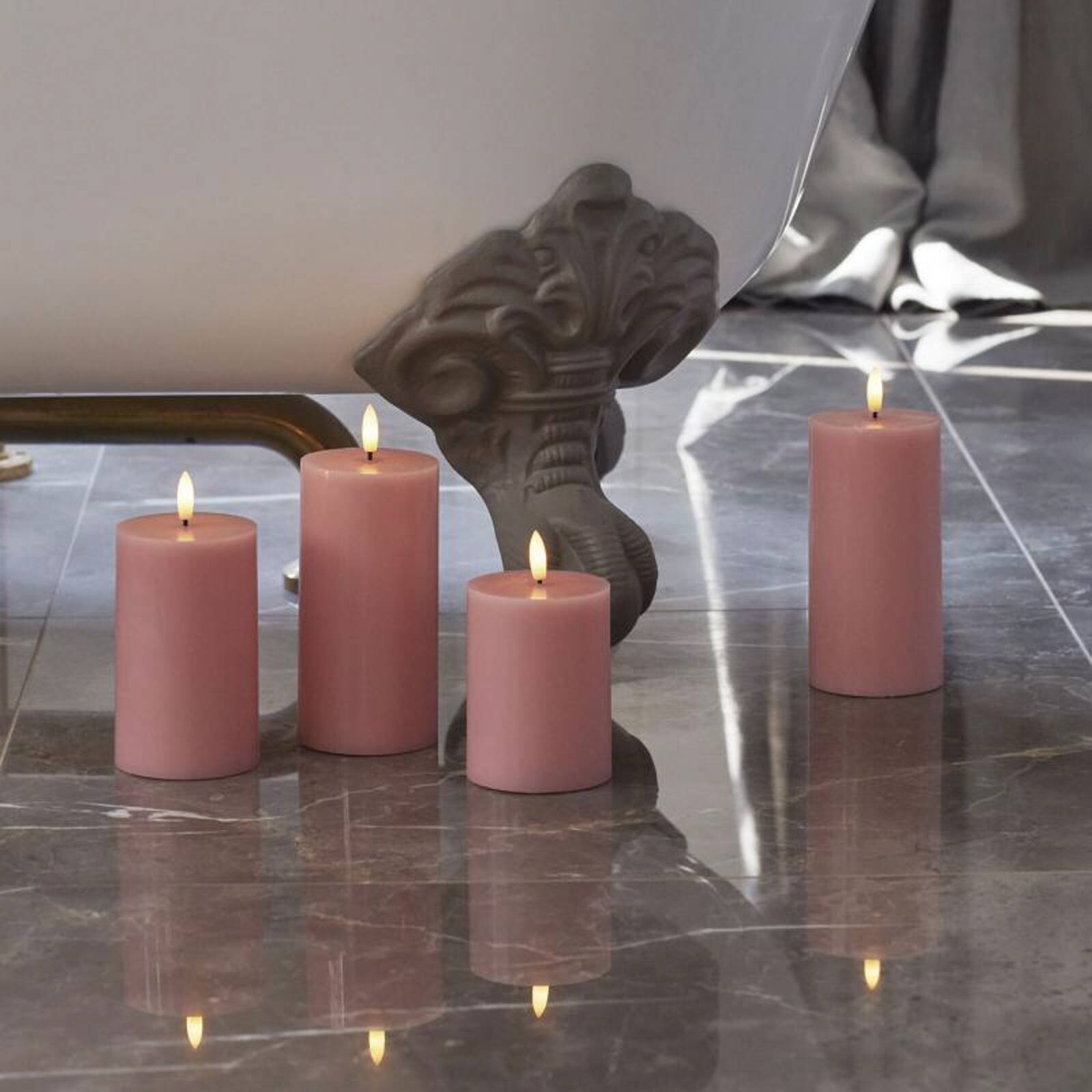 LED sviečka Sille, ružová, výška 13 cm, vosk, napájanie batériami