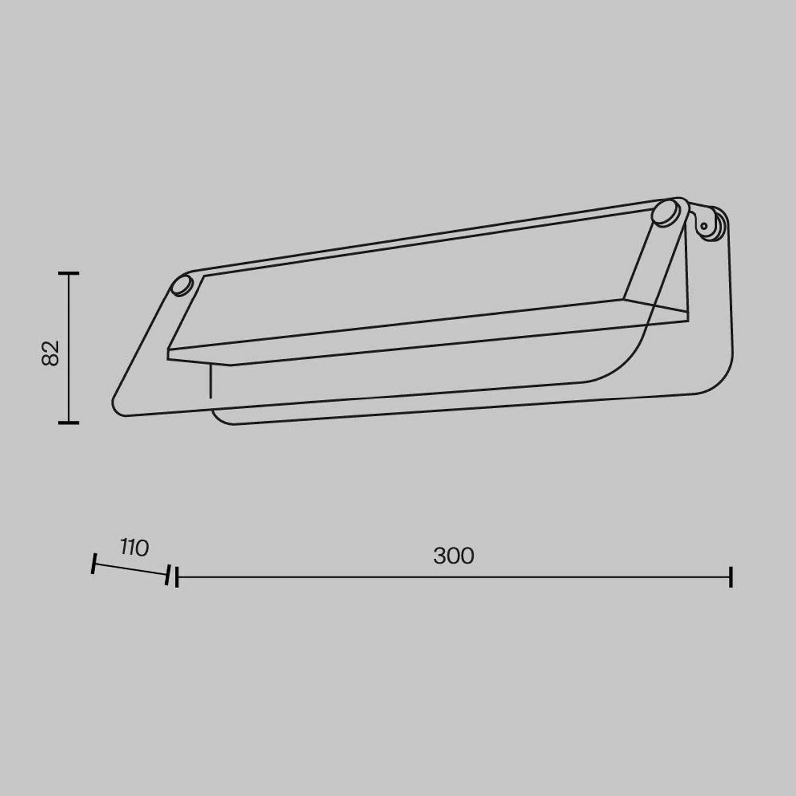 LED nástenné svetlo FLAT, sivá/mosadz, šírka 30 cm, sklo/kov