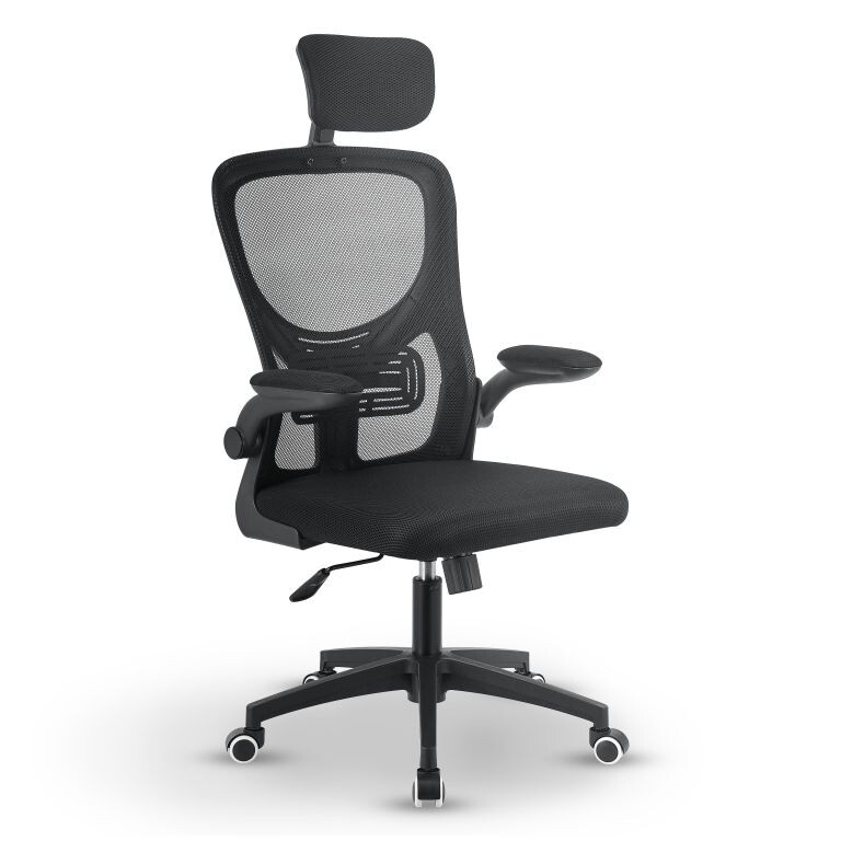 Ergonomická kancelárska stolička, čierna s opierkou hlavy