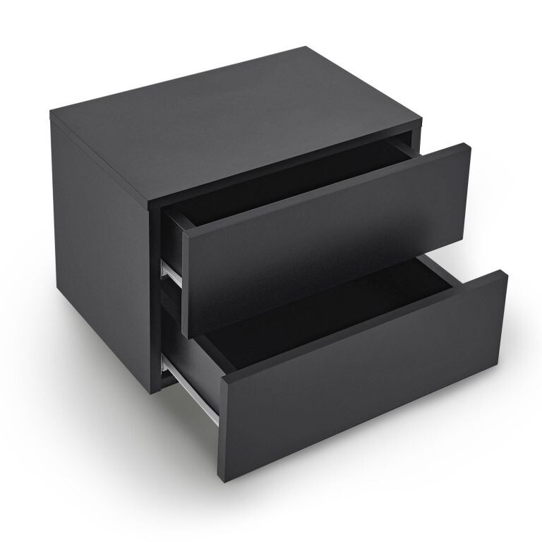 Závesný nočný stolík 40x29x30 cm čierny, 2 zásuvky