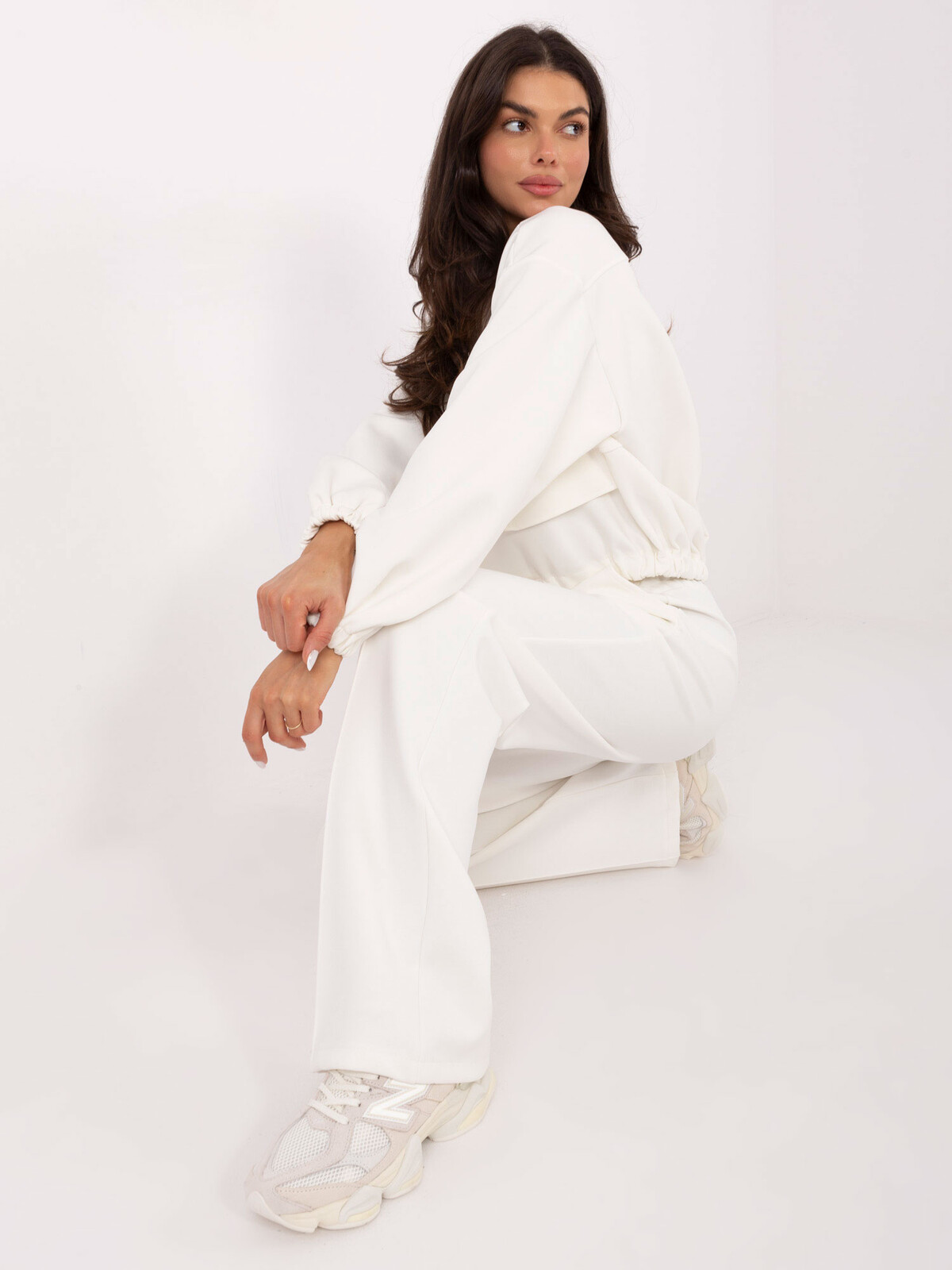 Dámske jednofarebné nohavice ecru