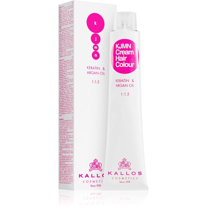 Kallos KJMN Professional Cream Hair Colour Keratin & Argan Oil farba na vlasy s keratínom a argánovým olejom odtieň 8.0 Light Blond 100 ml