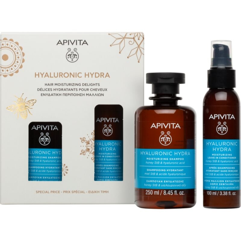 Apivita Hyaluronic Hydra Hair Moisturizing Delights darčeková sada pre hydratáciu a lesk