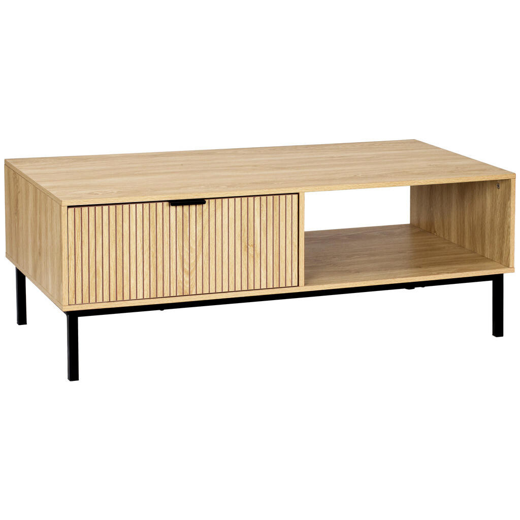 MID.YOU KONFERENČNÝ STOLÍK, prírodná farba, čierna, kov, kompozitné drevo, 110/40/50 cm