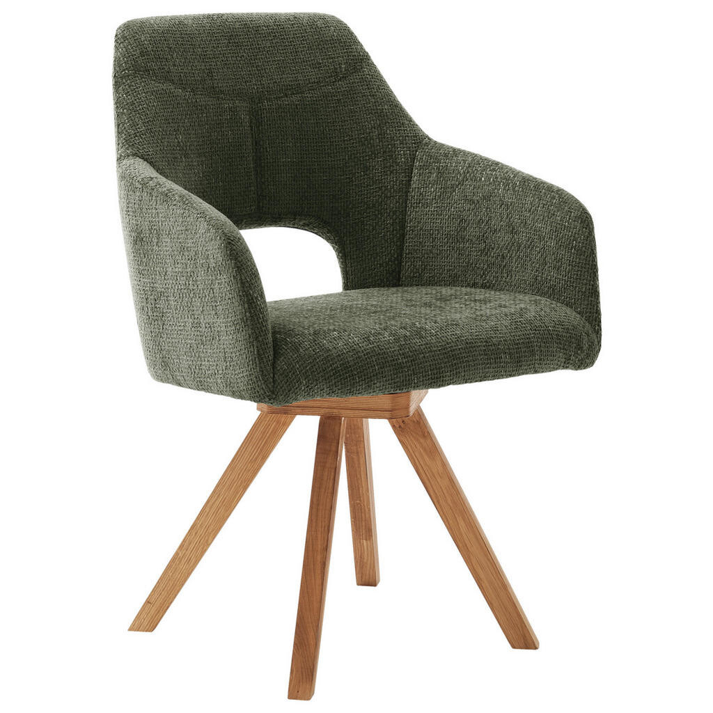 Voleo STOLIČKA S PODRÚČKAMI, tkaná textília, olivovozelená, divoký dub