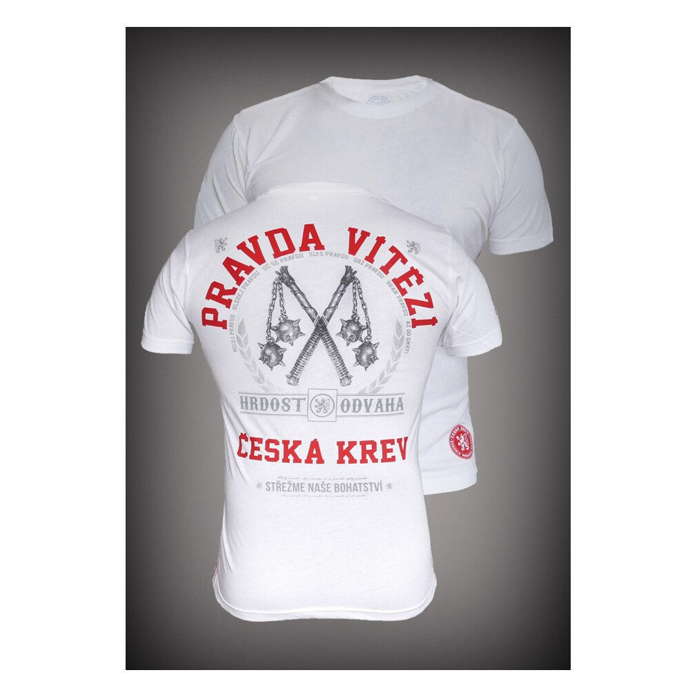 Tričko pánske Česká krv Pravda víťazí - biele, XL