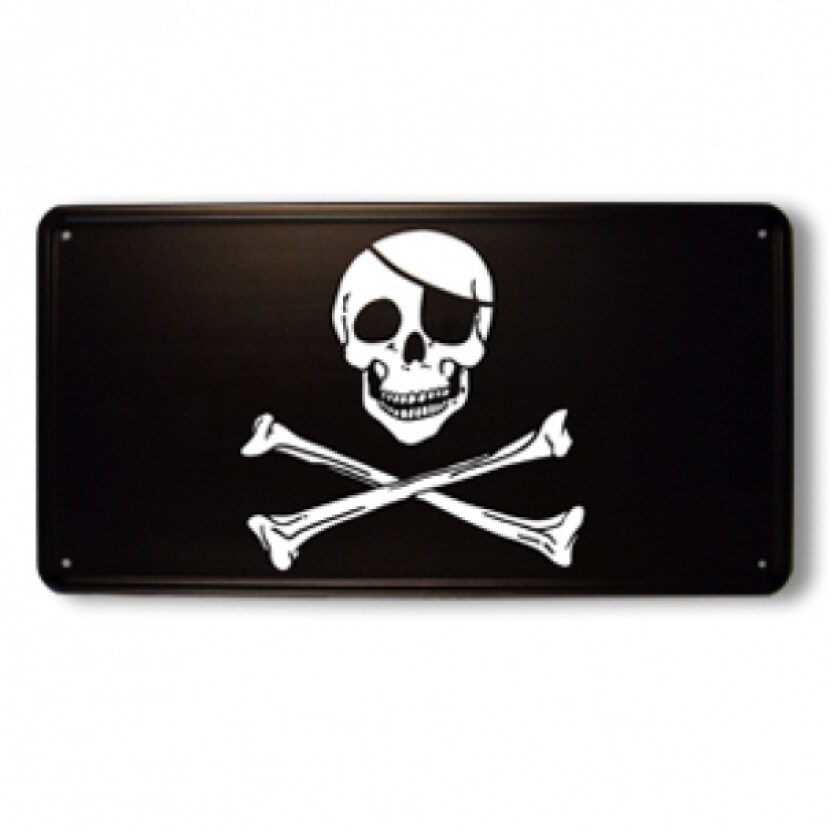 Ceduľa plechová Promex Pirátska vlajka - čierna-biela