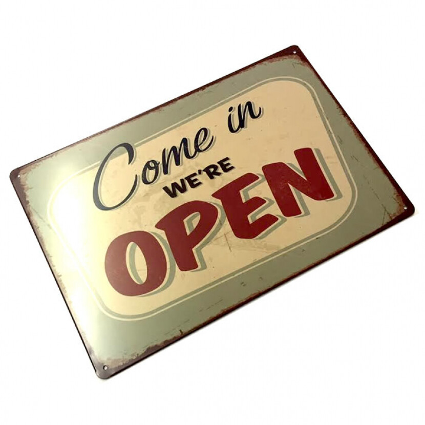 Plechová ceduľa Open - farebná