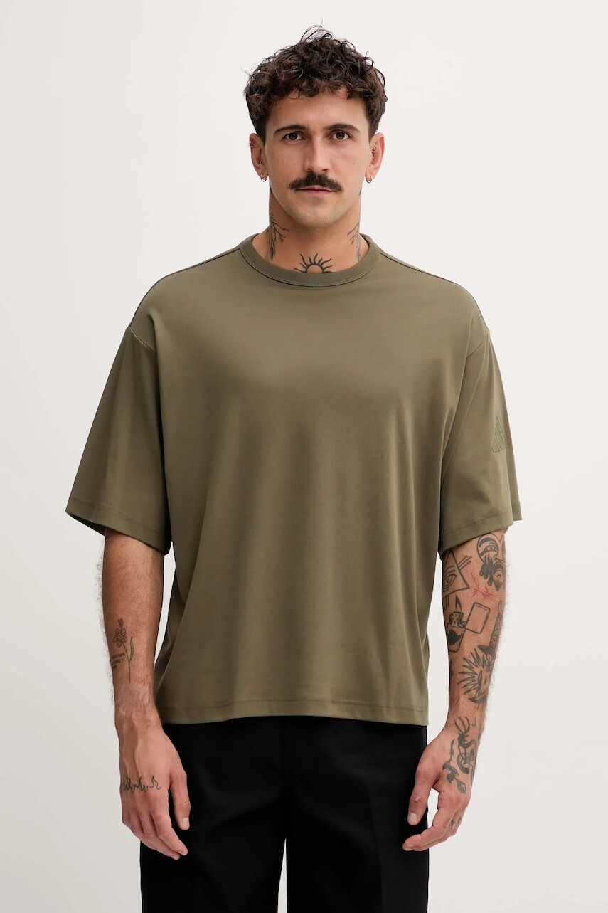 Bavlnené tričko adidas Soft Lux pánske, zelená farba, s potlačou, KB8094