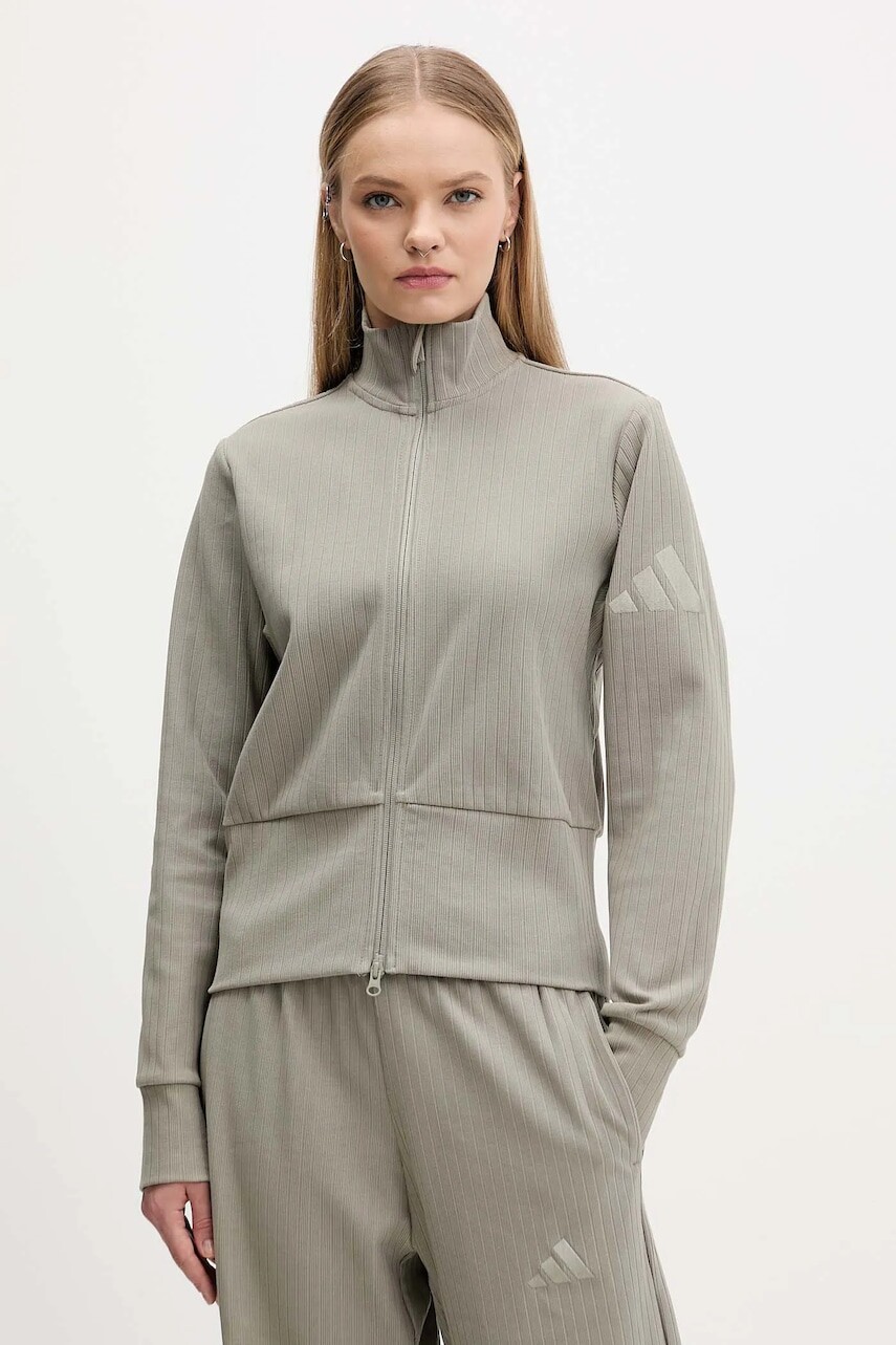 Mikina adidas All Szn Winterized zelená farba, jednofarebná, JW7435