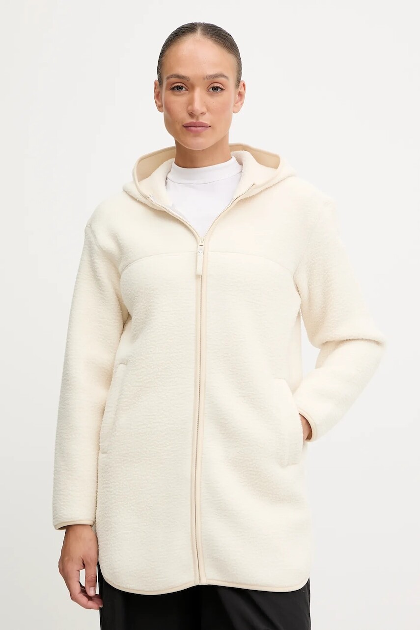 Fleecová mikina Helly Hansen MAUD PILE béžová farba, s kapucňou, jednofarebná, 54623