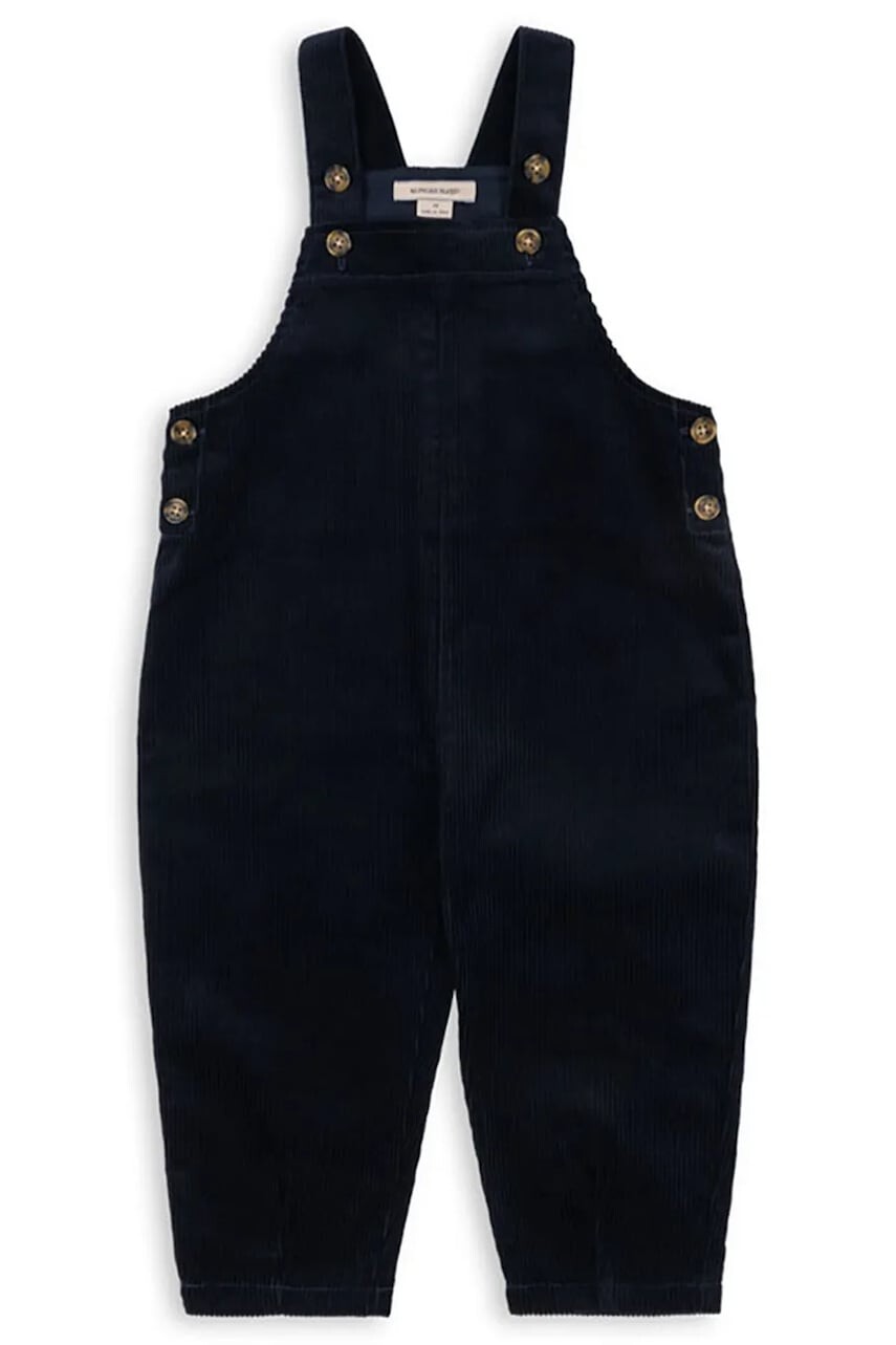 Detské bavlnené nohavice Konges Sløjd SULLY OVERALL GOTS tmavomodrá farba, jednofarebná, KS104005