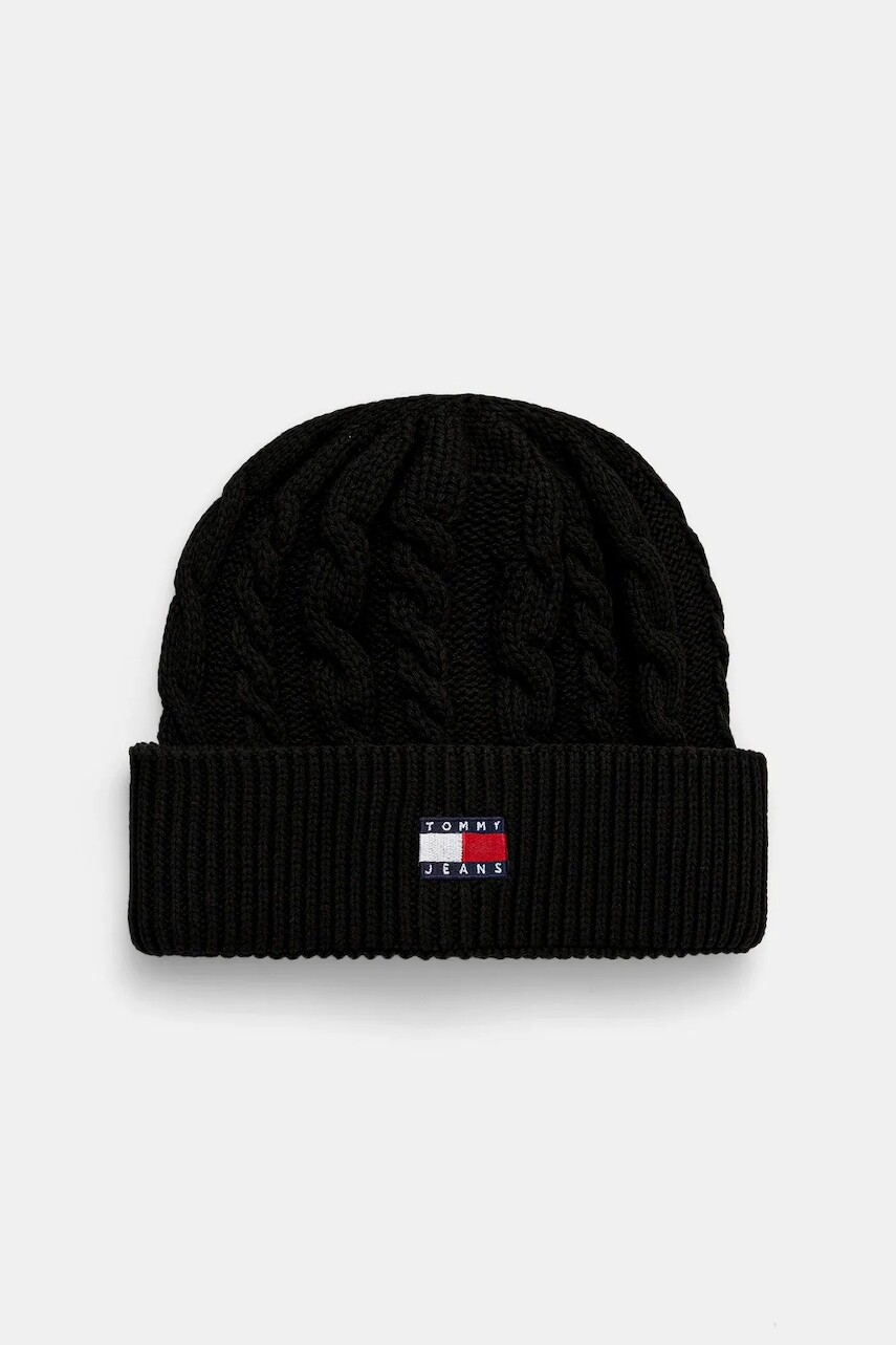 Čiapka Tommy Jeans čierna farba, AM0AM13670