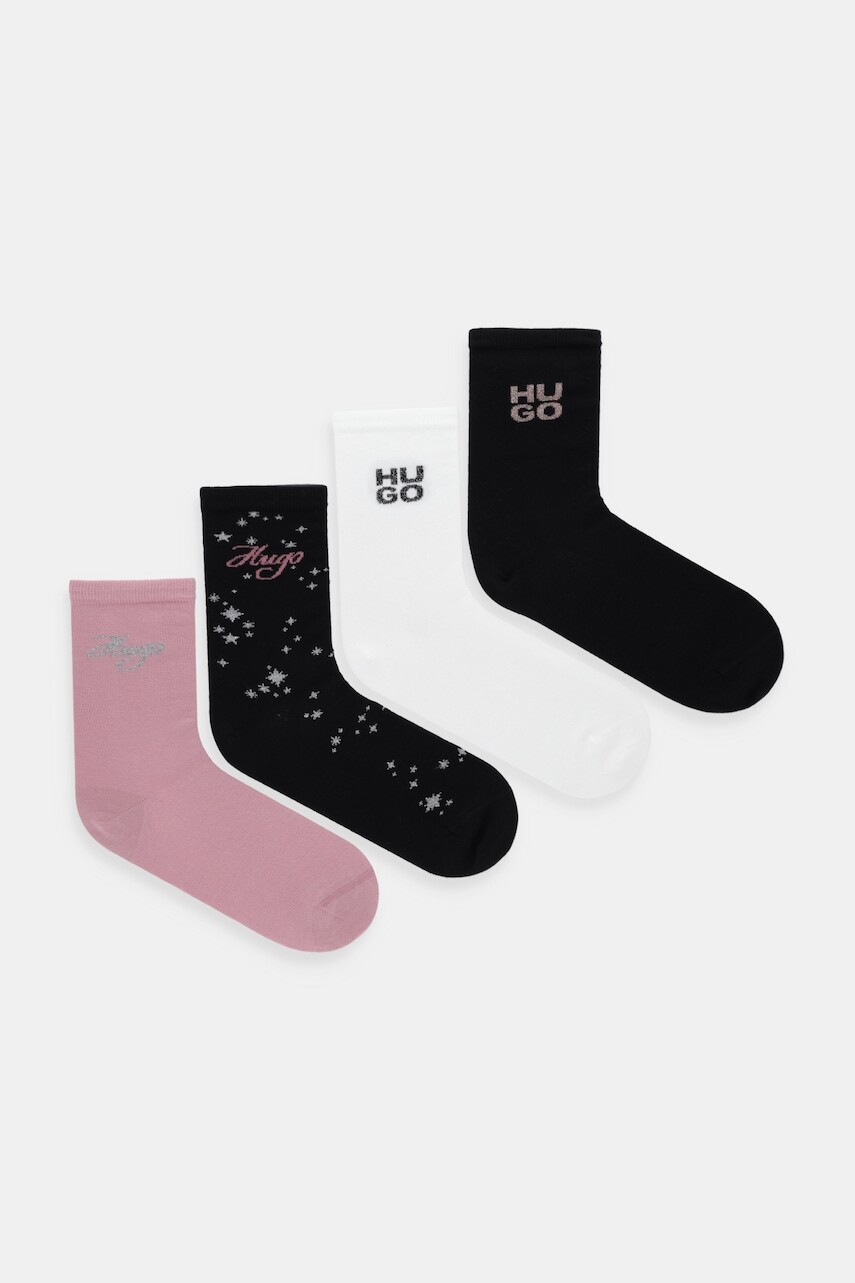Ponožky HUGO 4-pak čierna farba, 50546396