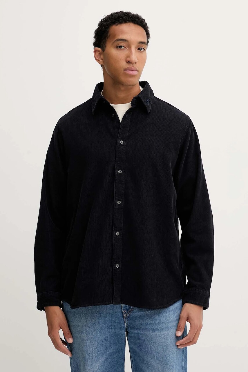 Menčestrová košeľa Diesel S-SIMPLY-AJFQ tmavomodrá farba, regular, s klasickým golierom, A19384.0AJFQ