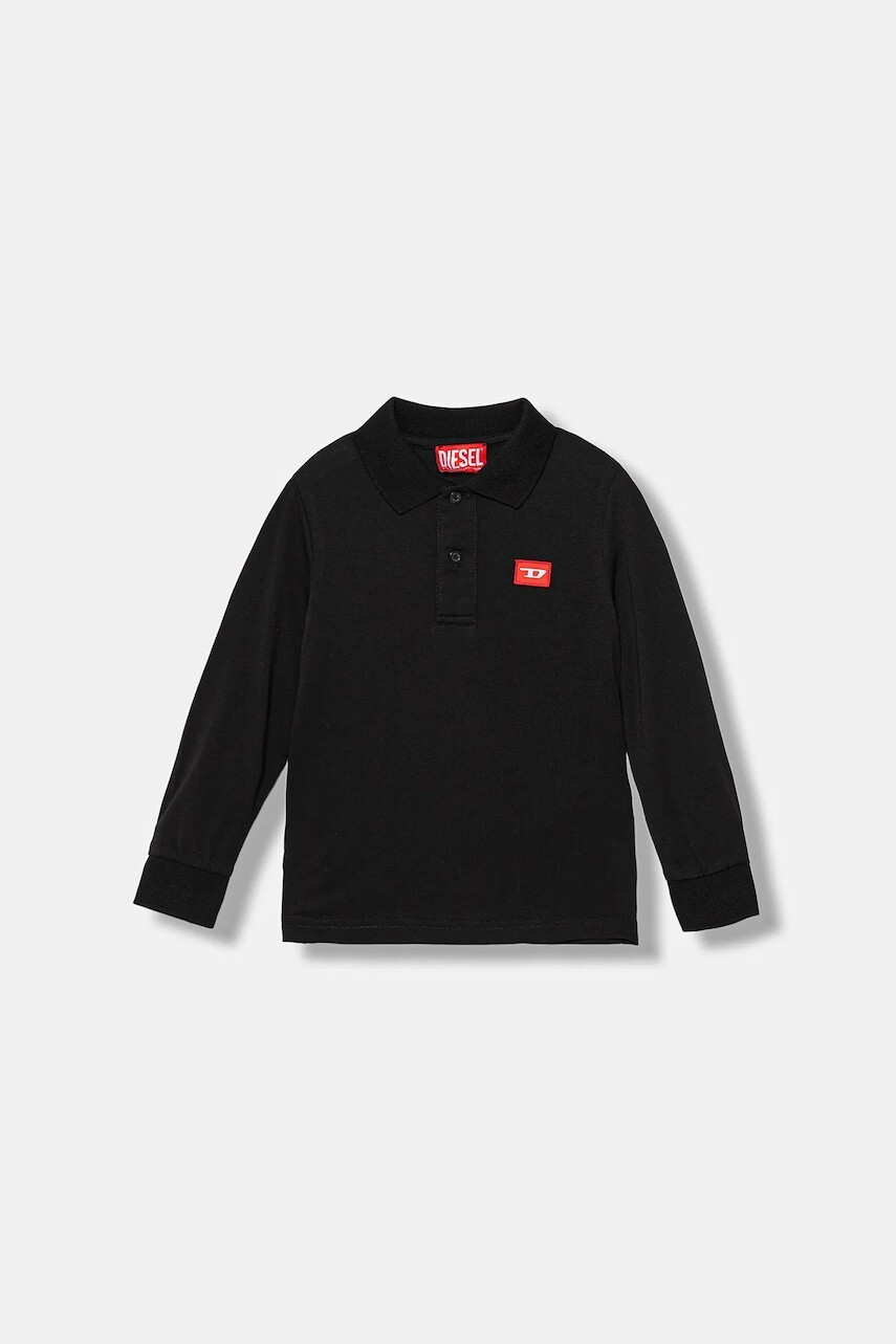 Detská bavlnená košeľa s dlhým rukávom Diesel TAKAO T-SHIRT čierna farba, jednofarebná, J02467