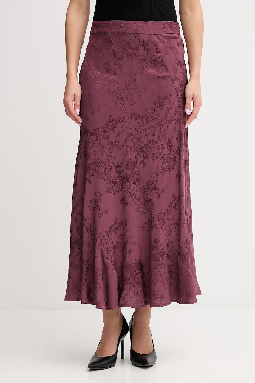 Sukňa Hoss Intropia bordová farba, maxi, áčkový strih, 8422464