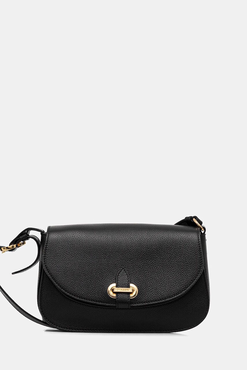 Kožená kabelka Pollini čierna farba, PC4404PP0N QC0