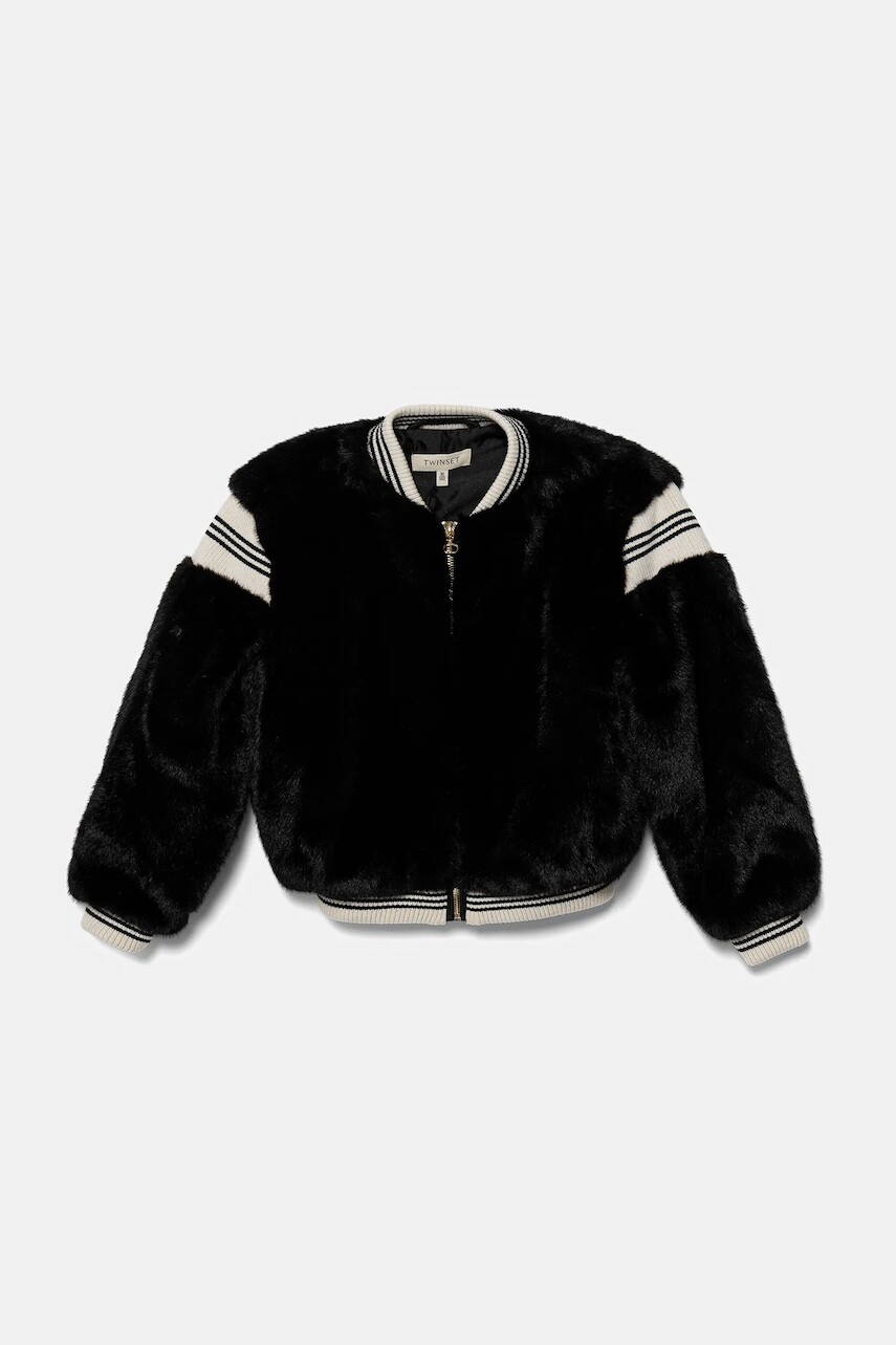 Detská bunda bomber Twinset čierna farba, 252GJ2170