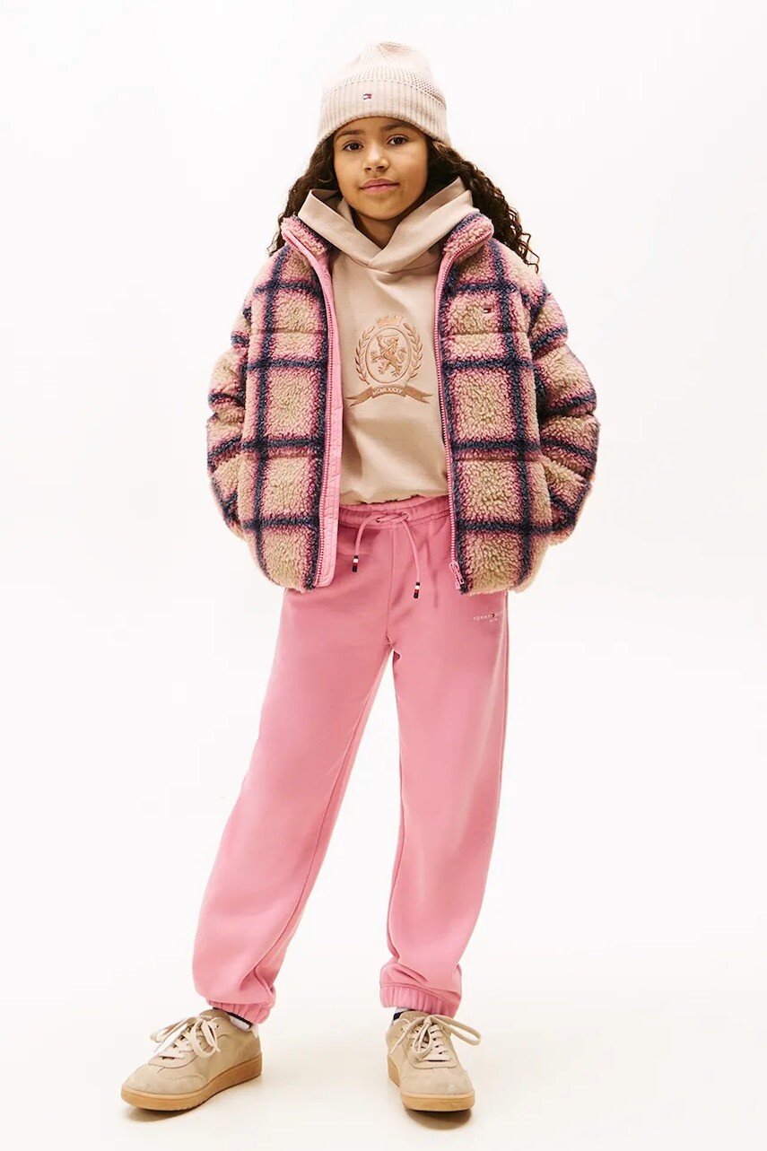 Detské tepláky Tommy Hilfiger ružová farba, jednofarebná, KS0KS00662