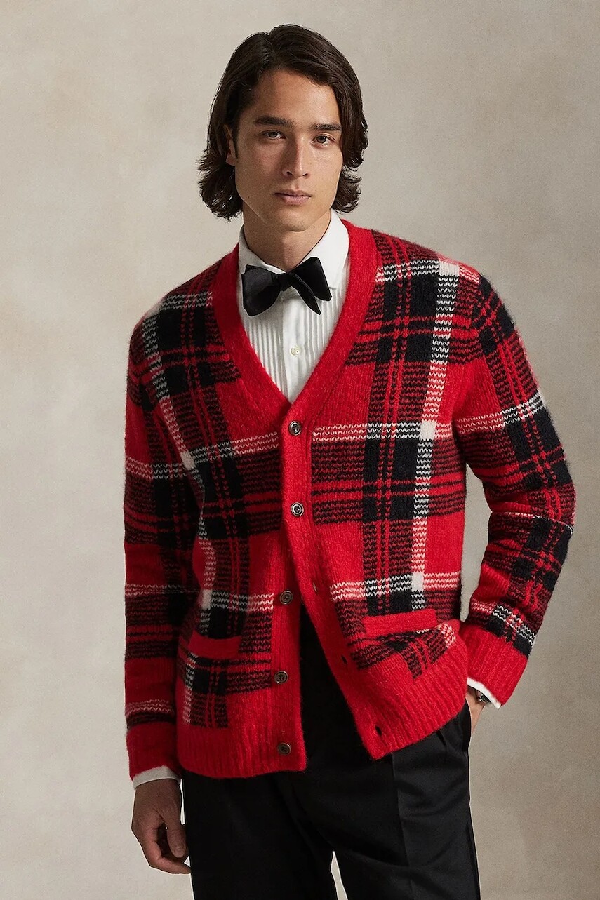 Kardigán Polo Ralph Lauren červená farba, 710980843