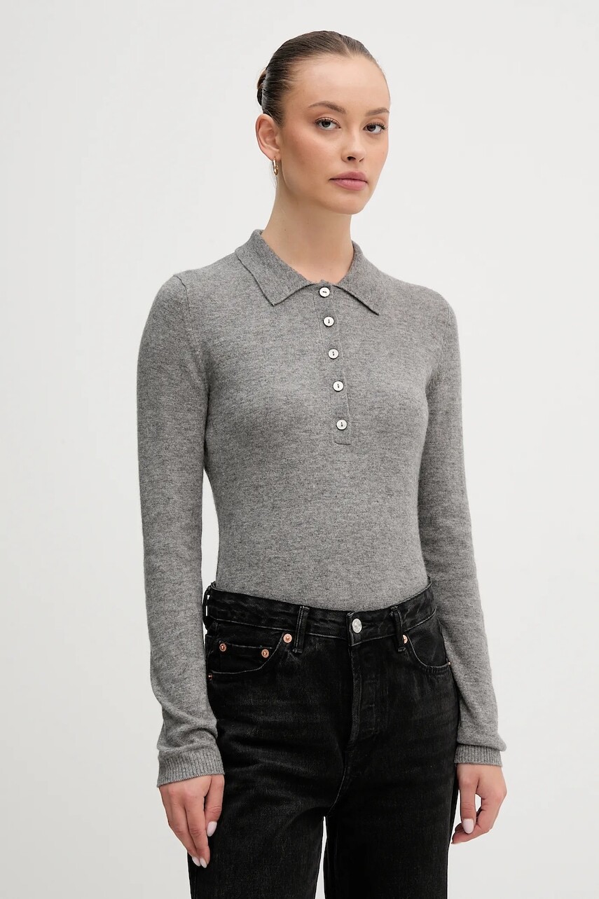 Sveter s prímesou vlny United Colors of Benetton šedá farba, ľahký, 102HD301H