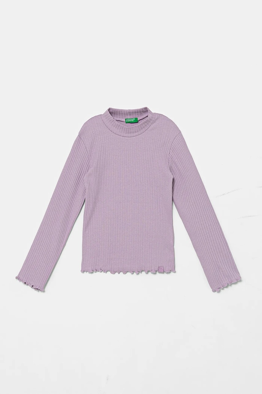Detské tričko s dlhým rukávom United Colors of Benetton fialová farba, 3F1AG10JT