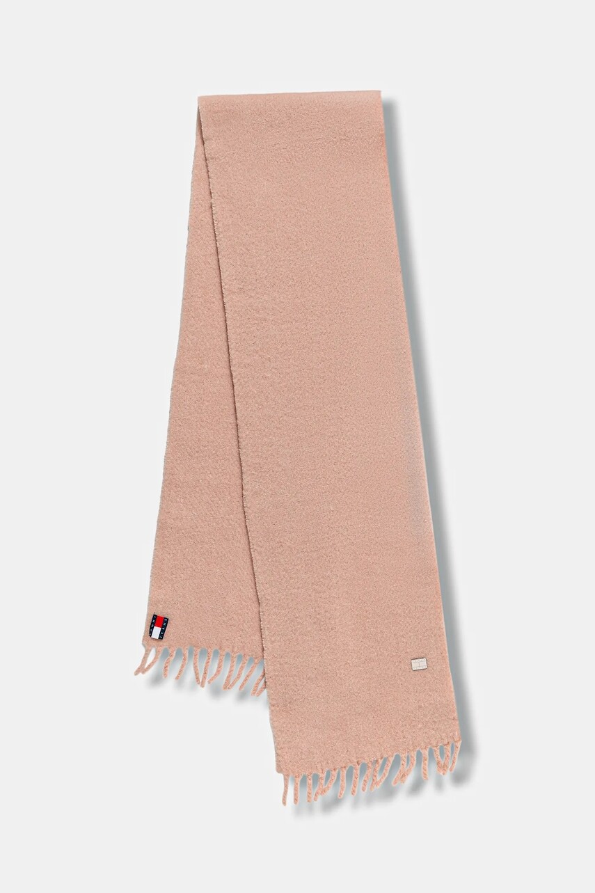 Šál s prímesou vlny Tommy Jeans ružová farba, jednofarebný, AW0AW17903