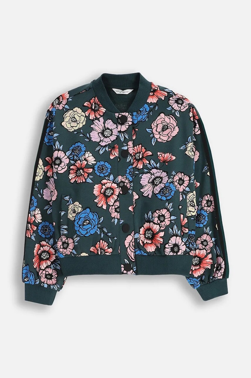 Detská bavlnená mikina Coccodrillo zelená farba, vzorovaná, FABOLOUS GIRL JUNIOR