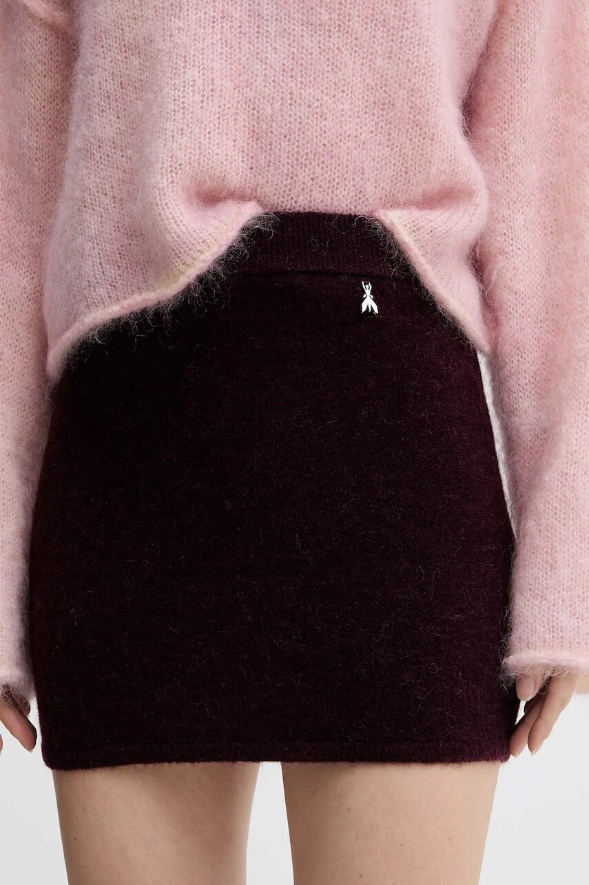 Sukňa s prímesou vlny Patrizia Pepe bordová farba, mini, puzdrová, 2G1034 K293