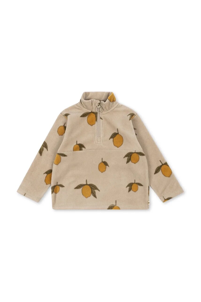 Detská mikina Konges Sløjd TAVI FLEECE SWEATSHIRT GRS béžová farba, vzorovaná, KS101301