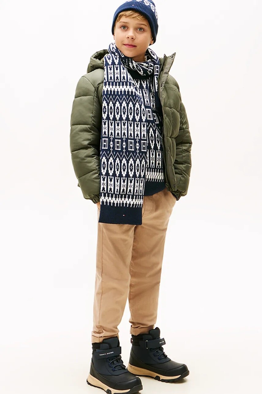 Detská bavlnená šatka Tommy Hilfiger tmavomodrá farba, vzorovaná, KB0KB10133