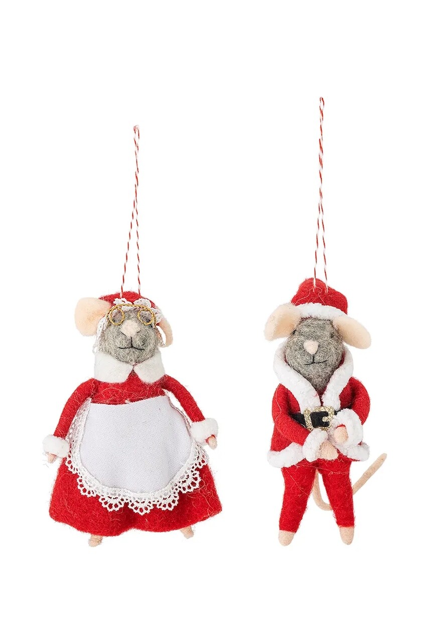 Vianočná dekorácia Bloomingville 7 x 12 x 7 cm 2-pak červená farba