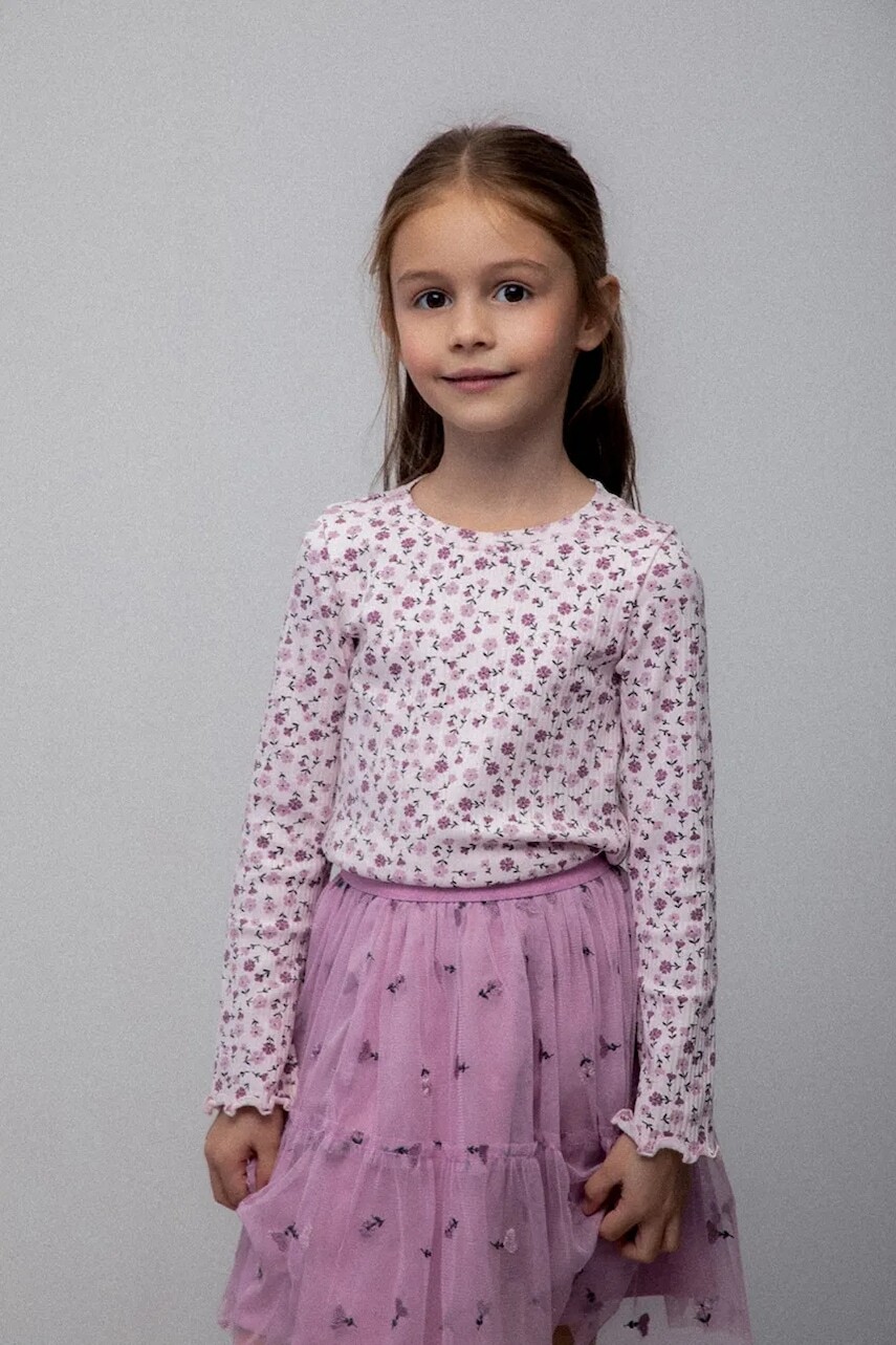 Bavlnené tričko s dlhým rukávom Coccodrillo ružová farba, WINTER COSY GRIL KIDS