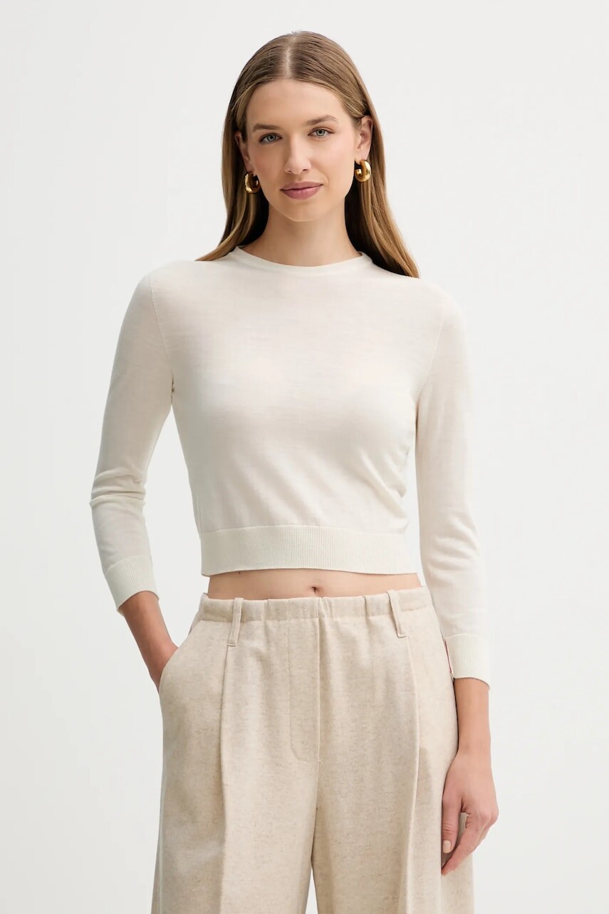 Vlnený sveter Liviana Conti béžová farba, ľahký, L5WA06