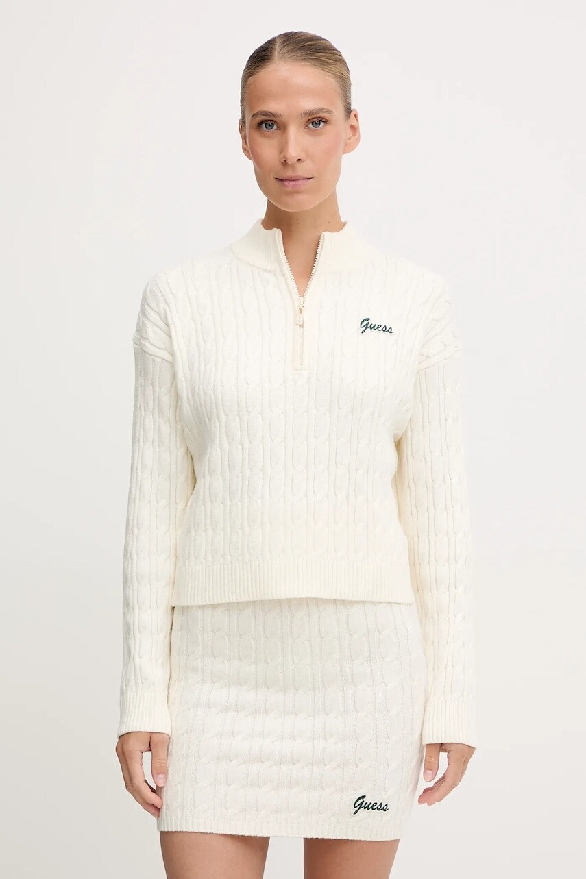 Sveter Guess LAVINIA béžová farba, ľahký, s polorolákom, V5BR02 Z0572
