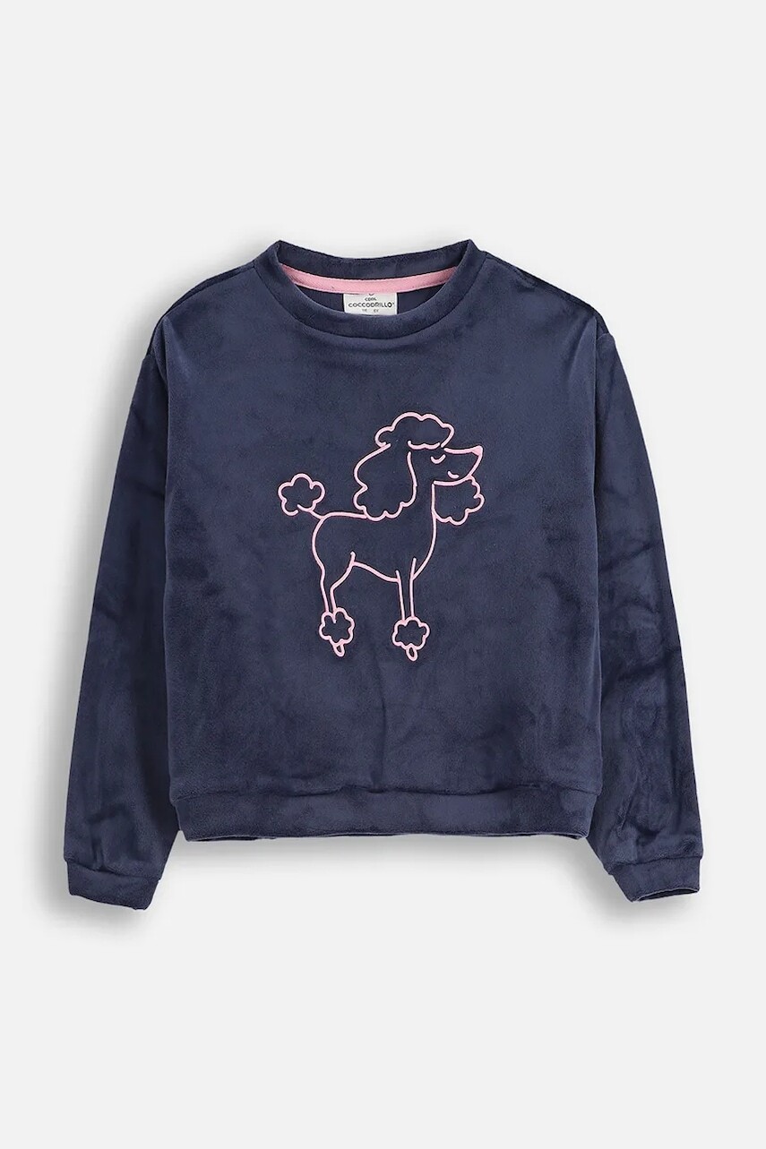 Mikina Coccodrillo tmavomodrá farba, jednofarebná, FROSTING PUDDLE GIRL KIDS