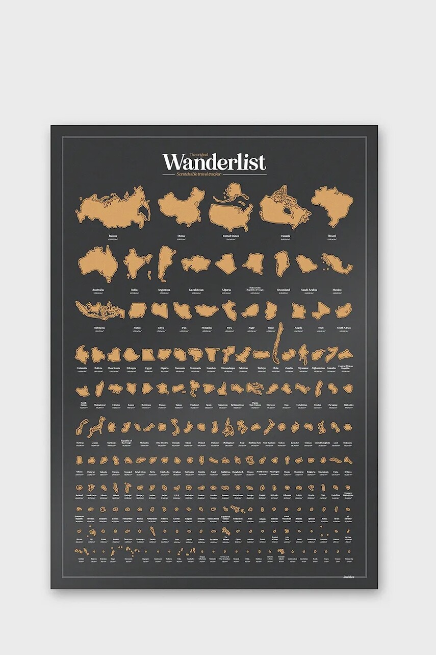 Plagát stieraci žreb Luckies of London Wanderlist 42 x 59,4 cm viac farieb